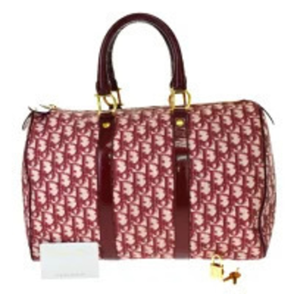 Christian Dior Trotter Handbag Boston Red Leather Padlock